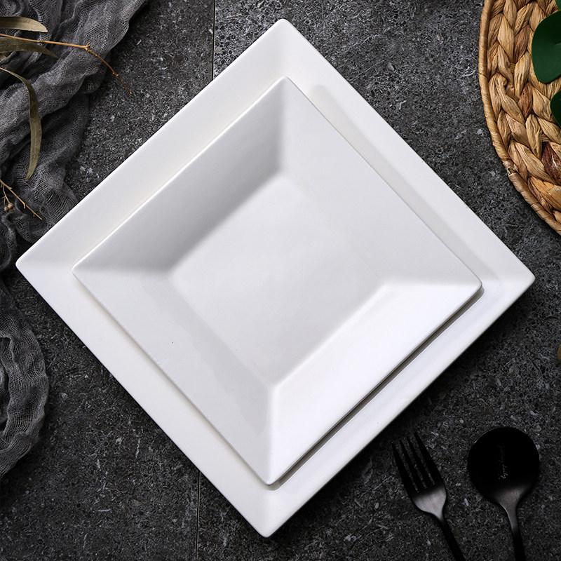 White Ceramic Western Dinner Plates: Flat, Deep, Square, Steak, and Vegetable Options for Home and Hotel Tableware
