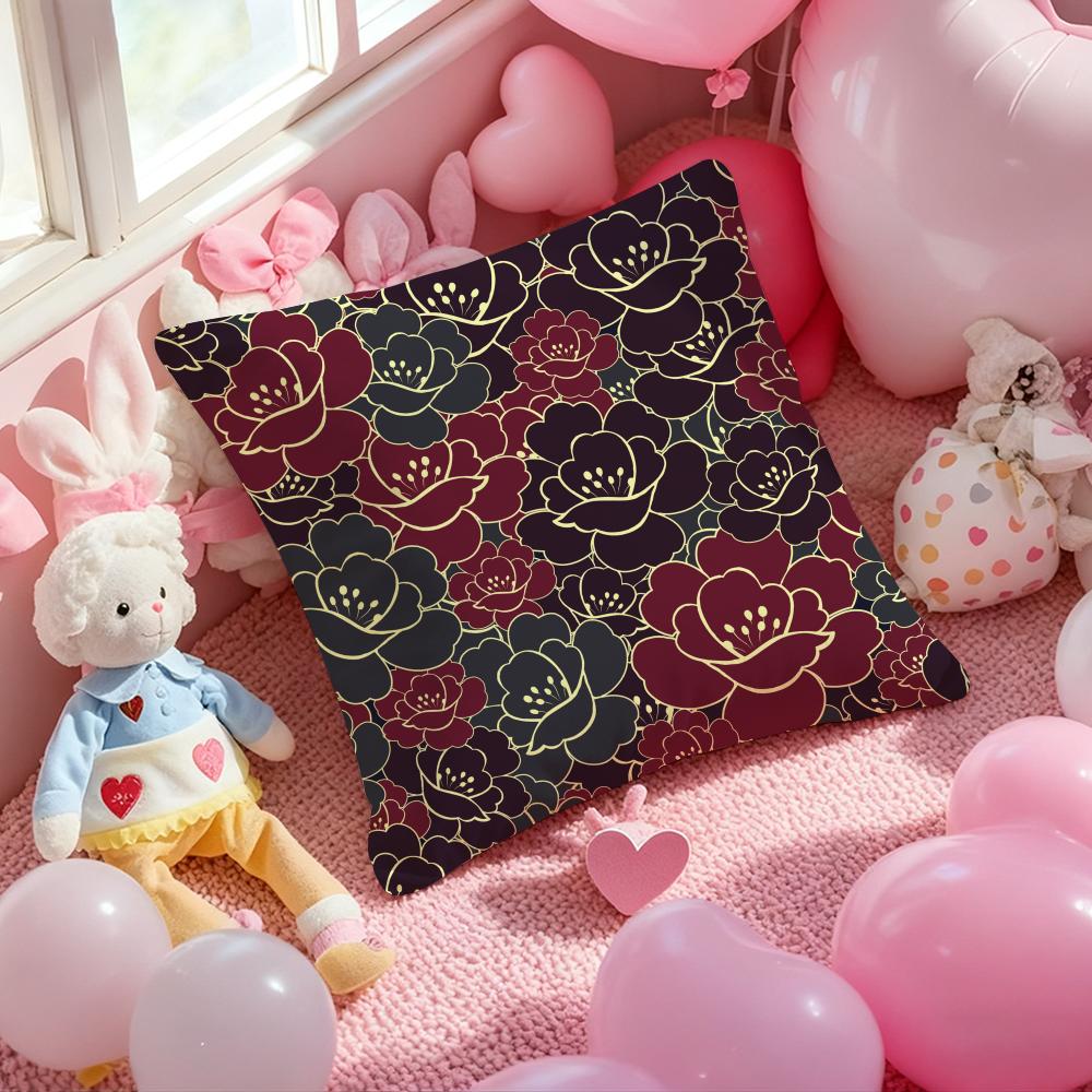 

Vintage Gold Flowers Cushion Cover Pattern Printed Pillowcase for Living Room Sofa Cushion Cover & Bedroom Decor 12x12Inch
