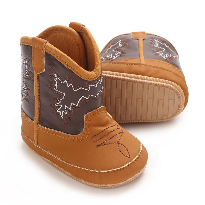Fashionable and popular Rubber baby shoes Western denim midsole boots autumn and winter warm and anti slip casual walking shoes