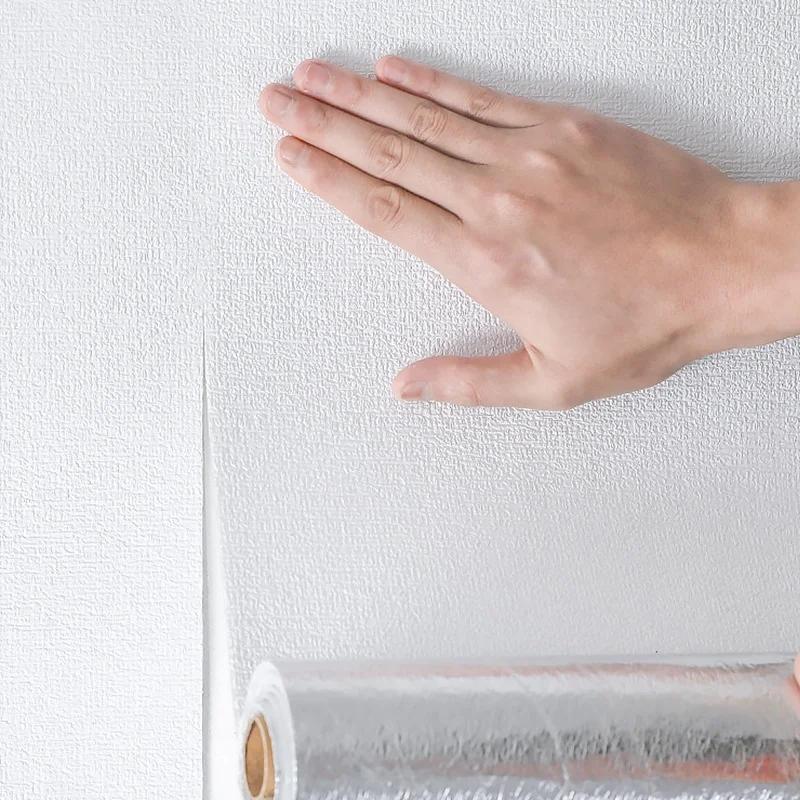 50cmX2.8M/10m Linen 3D Foam Self-adhesive Solid Color PVC Thickened Waterproof Background Wall Renovation Wallpaper Wall Sticker