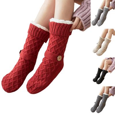 Dámske zimné plyšové podlahové ponožky, Nekĺzavé vnútorné snehové ponožky pre dospelých, Zahustené plyšové domáce ponožky