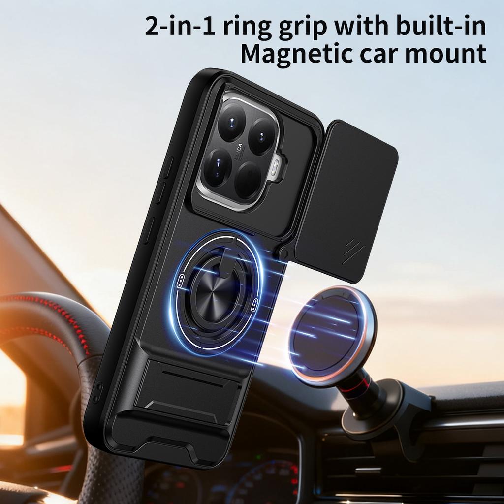Coque pour xiaomi 15T Pro / 15T Étui Anneau de Protection Coulissant Rotatif pour Appareil Photo Support Housse antichoc Capa Funda
