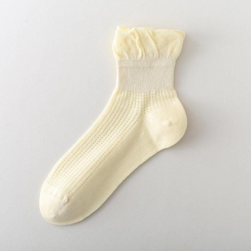 

Весенне-летние женские носки до середины икры, кружевные балетные ажурные сетчатые махровые носки, хлопковые бесшовные короткие носки, тонкий стиль 1 pair кремовый