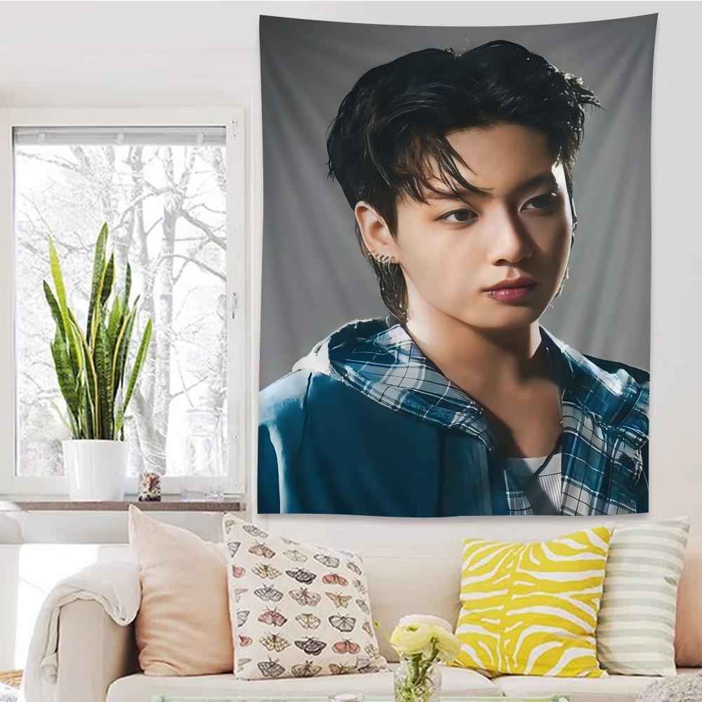 JJungkookS Singer Cartoon Tapestry Art Science Fiction Room Home Decor Wall Hanging Sheets