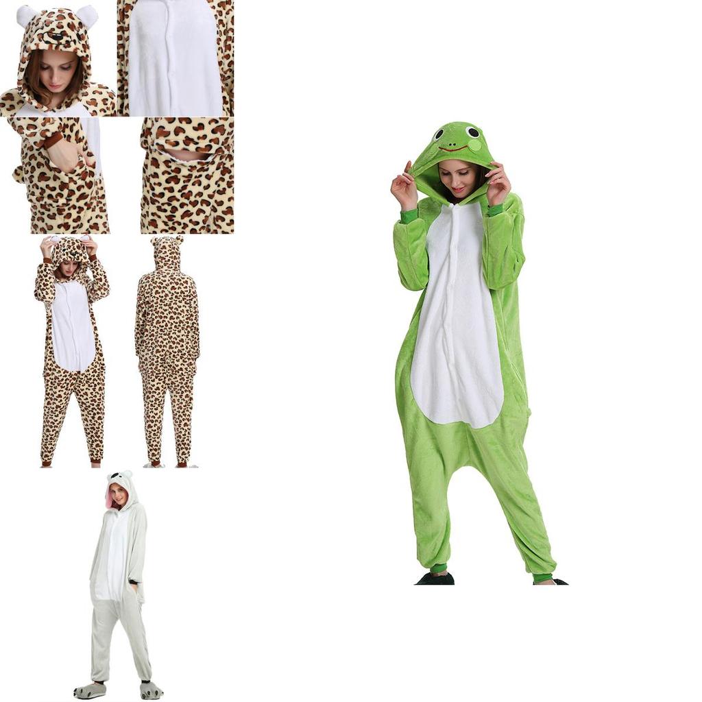 Gemütlicher Unisex Erwachsenen Tier Flanell Onsie Kostüm Pyjama mit Seitentaschen