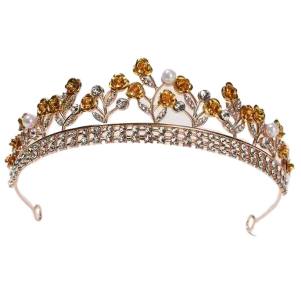 

Хрустальная тиара с цветком из страз, жемчужная свадебная корона, повязка на голову, винтажный женский обруч для волос, украшения для волос золотой