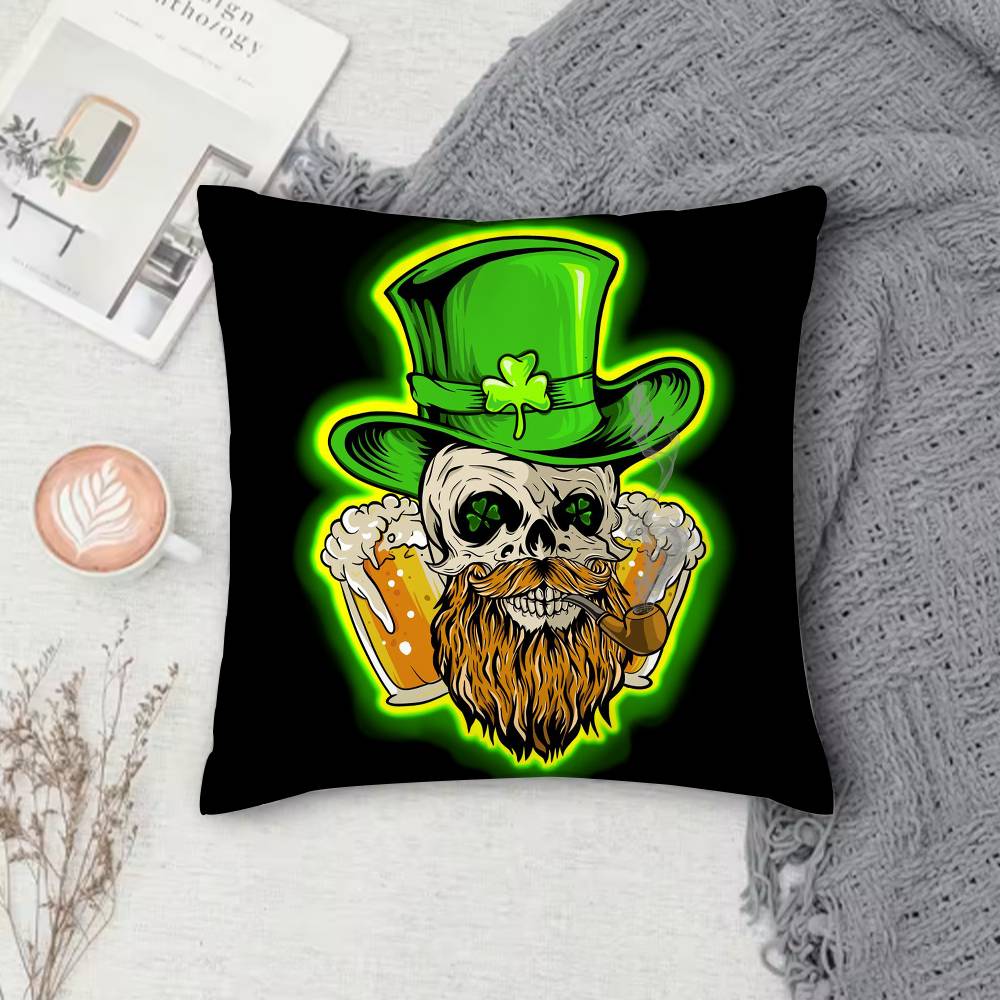 

St patricks day outfits Doublesided Printed Square Pillow Cover Decorative Cushion Cover for Sofa Bedroom Bedside 30X30cm