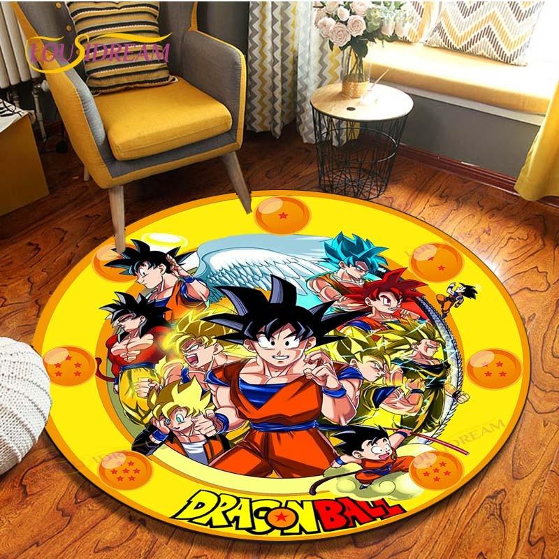 Anime Dragon Ball Goku Round Carpet  Living Room Non-slip Chair 3d Carpet Home Decor Tapis Salon Rugs Mats