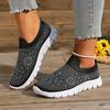Summer New Women's Glitter Mesh Slip-On Sneakers Shiny Rhineste Breathable Lightweight Casual Walking Shoes Multiple Colors