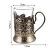 Russisches Teeglas mit Metallhalter Traditionelles Kristallklares Dekoratives Glas Teetasse für Heiße Kalte Getränke Q0083