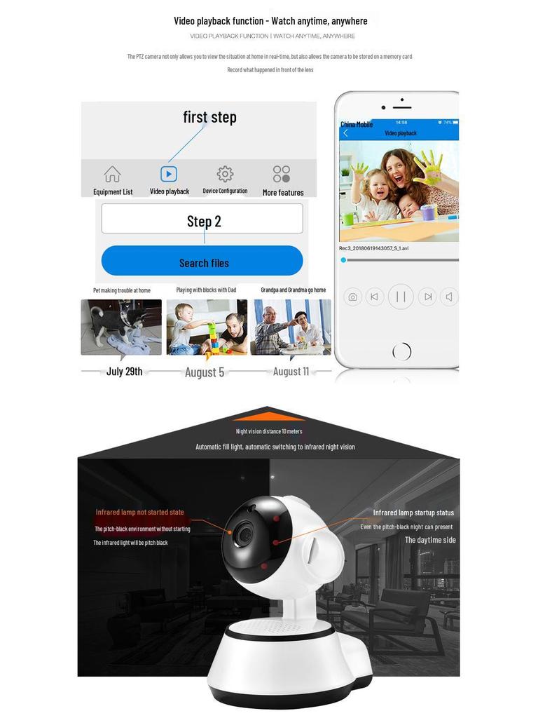 V380 Wireless Smart HD Indoor Surveillance Camera with WiFi Network 