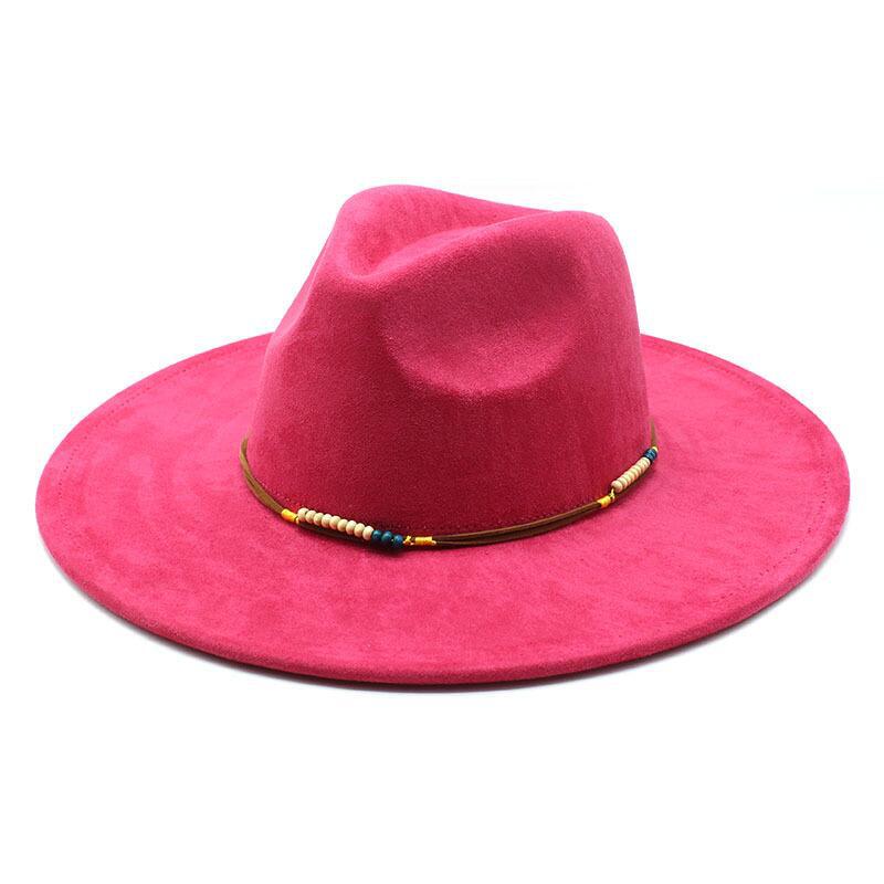 British Style Suede Top Hat Men'S Casual Big Eaves Tibetan Felt Hat Women'S Retro Cowboy Gentleman Hat
