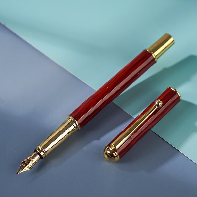 Children's Fine Nib Fountain Pen Set with Engravable Option, Includes Replaceable Ink Cartridges for Student Calligraphy Practice.