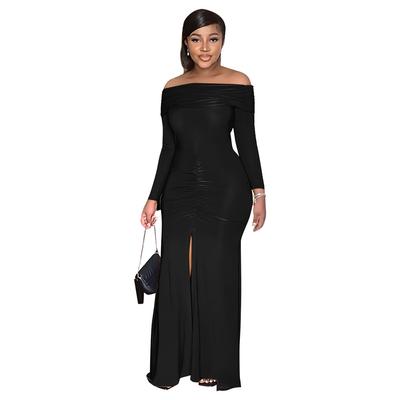 One Neck Sexy Split Package Hip Slim Women's Dress Evening Dresses