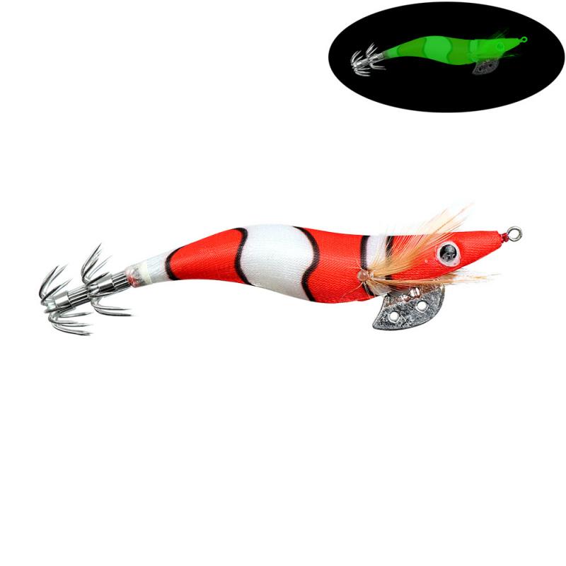 Luminous Wood Shrimp Lure Bait2.0 2.5 3.0Colorful Imitation Squid Shrimp Umbrella Hook Sea Fishing Special Bait