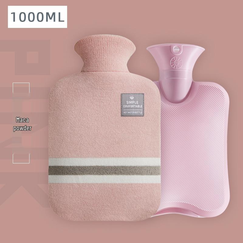 Transparent PVC Hot Water Bottle, Portable Stomach Warmer, Large Size, Plush Fabric, Cute Design, Ideal for Students.