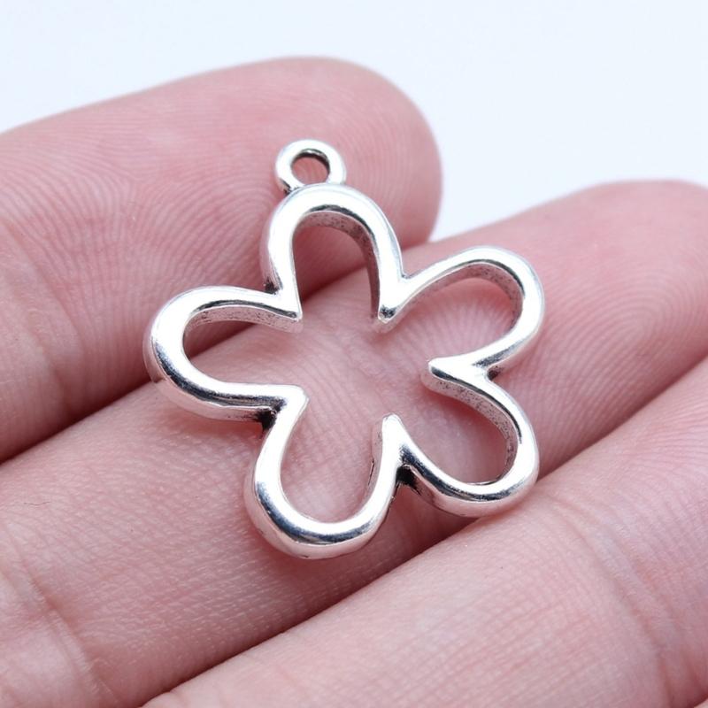 Popular Ancient Silver Alloy DIY Accessories Hollow Flower Pendants DIY Handmade Bracelet Necklace Earrings Materials