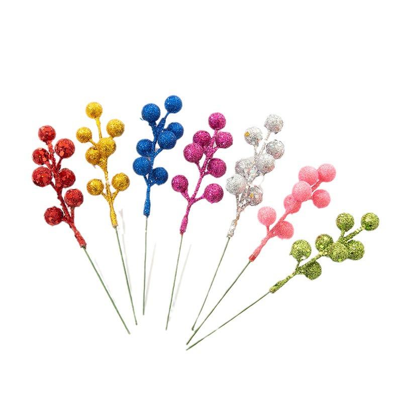 

Золото Серебро Красный Глиттер Искусственные Ягоды Декоративные Цветы для Рождественской Елки Венка Сделай Сам. 7 Silver Glitter Berries