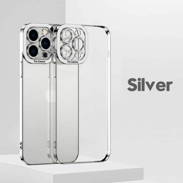 Lüks Kare Kaplama Çerçeve Şeffaf Kılıf Iphone 14 13 12 11 Pro Max Mini X Xs Xr 7 8 Artı Se Temizle Yumuşak Silikon Kapak