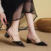 Premium pointed head thick heel bag head drag 2025 new pedal middle heel rivet French outer half slippers women