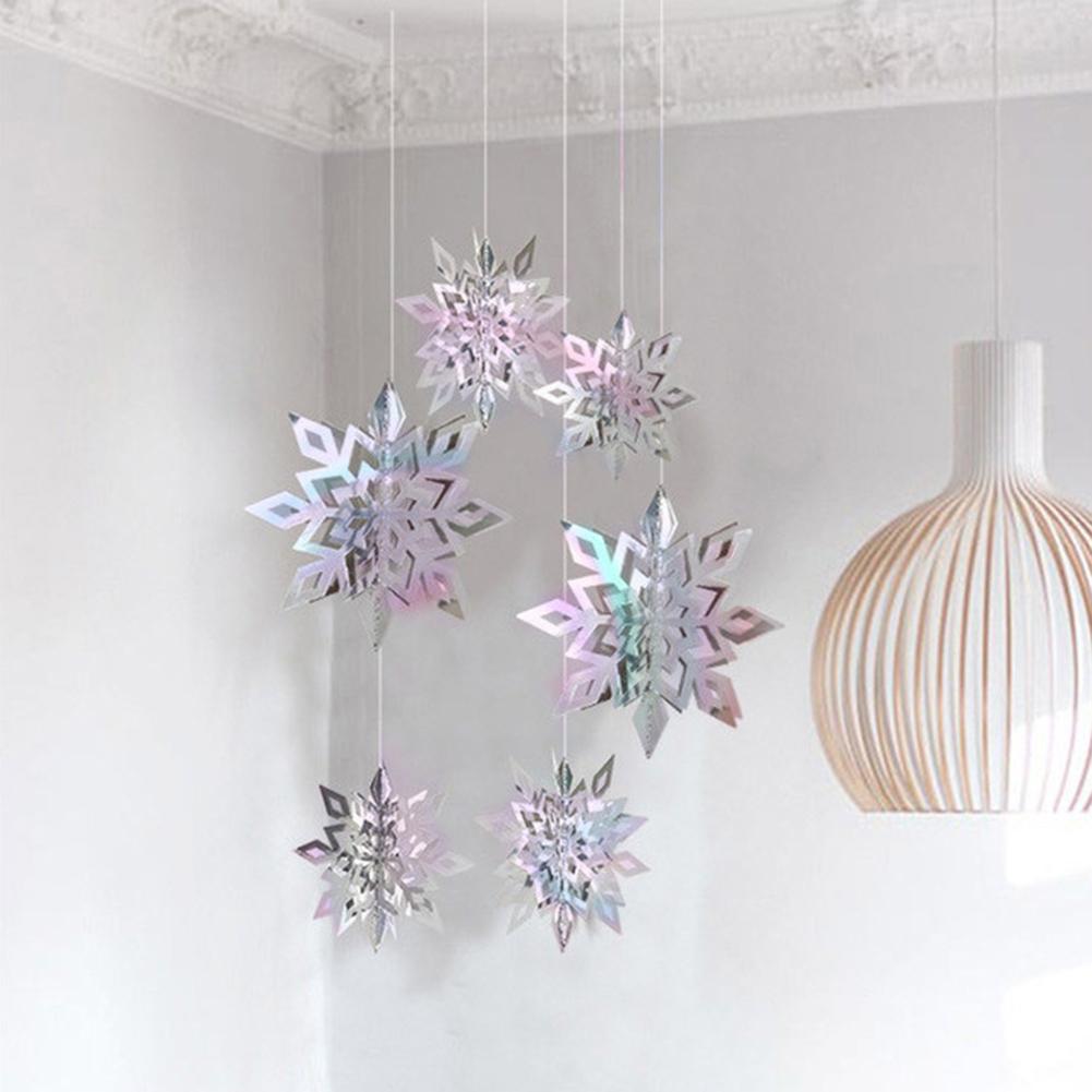 Christmas 3D Snowflake Pendant 6 Pcs set Christmas Party For Decorating Houses Shops Three-dimensional Bedrooms