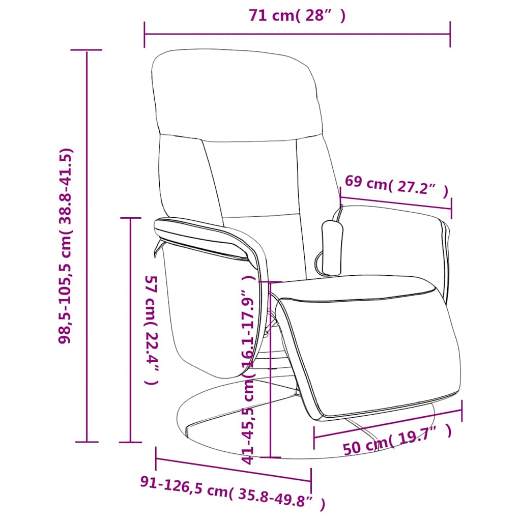 Massage Chair with Footrest Cream Velvet
