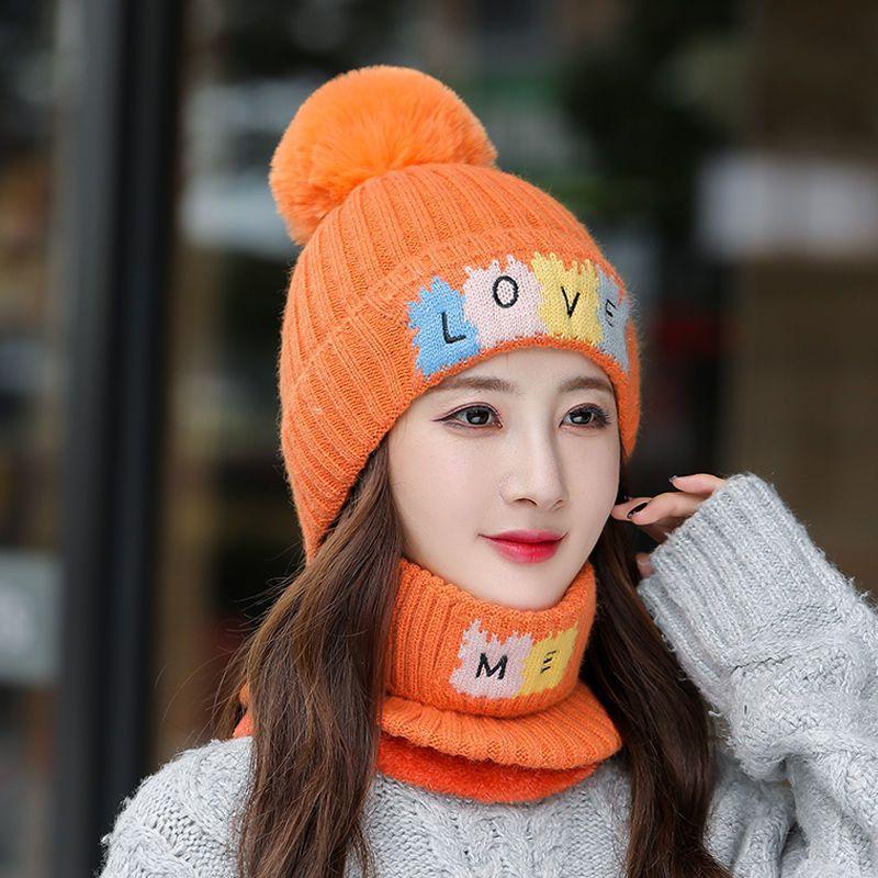 Hat Women's Winter Trendy Fashion Versatile Warm Knitted Hat Windproof Ear Protector Hat Fleece Thickened Wool Hat Women's