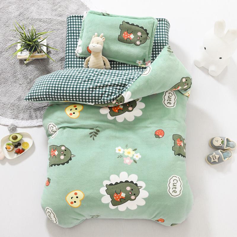Baby Cartoon Print Bedding Set Duvet Covers Pillowcases Set Autumn Winter Warm Suede Bedclothes Bed Linen CP29
