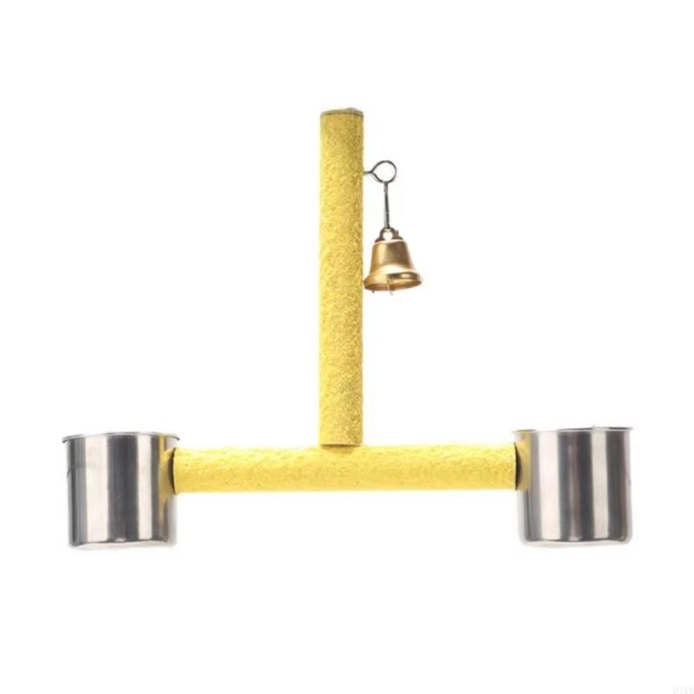 

with Bell Parrot Chewing Toys Easy To Install Parrot Feeding Cup Rack Parrot жёлтый