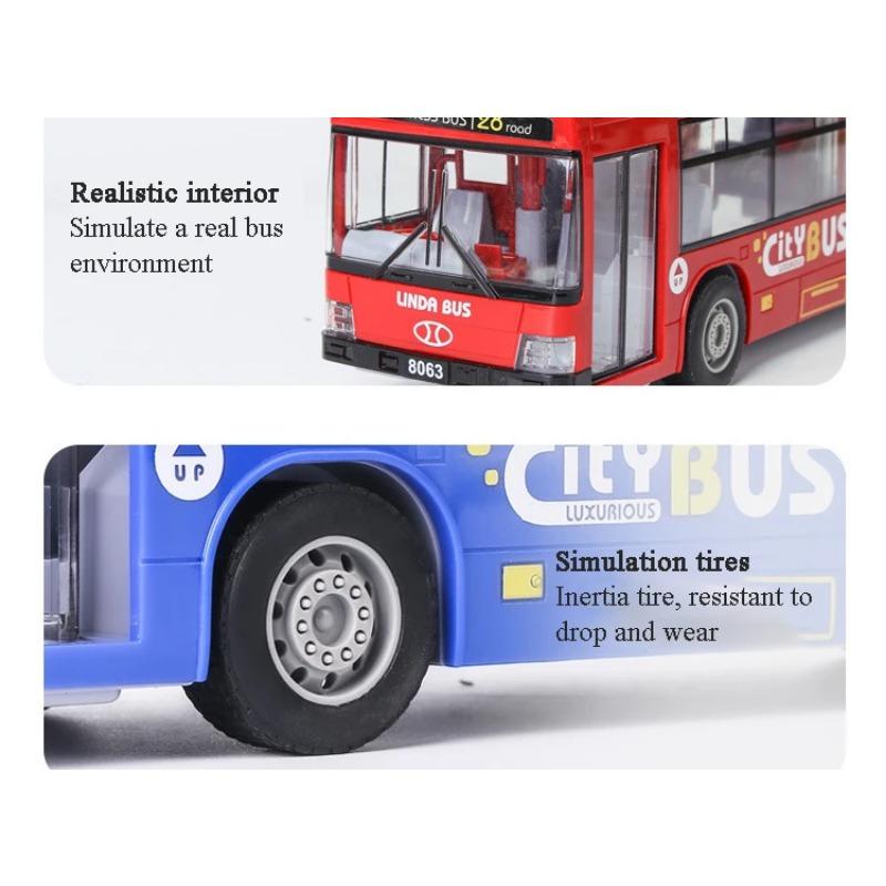 High Quality Simulation Bus Large Size Drop-resistant Light Music Inertia Bus Model Pull Back Car Educational Toys Gifts