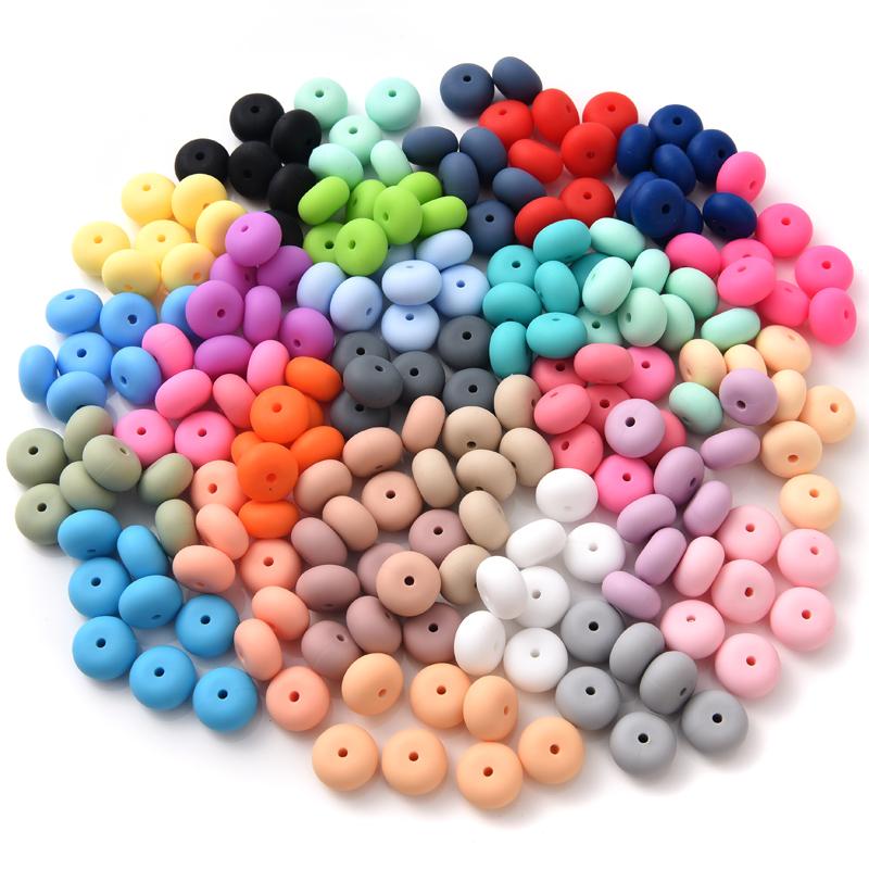 14mm 10Pcs Silicone Beads Food Grade Abacus Teething Beads for Baby Teether Chewing Pacifier Clip Chain BPA Free Accessories