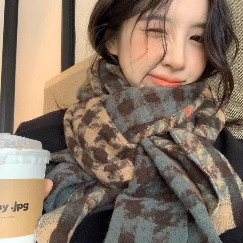 Soft Fuzzy Oversized Scarf Women Winter Warm Thick Acrylic Blend Solid Color Plush Neck Wrap
