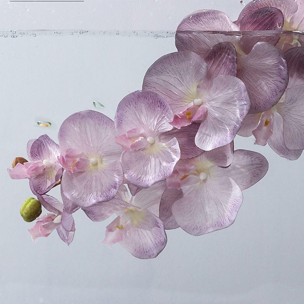 Iron Wire Inner Lining Artificial Butterfly Orchid 10 Heads Silk Flower Wedding Decoration