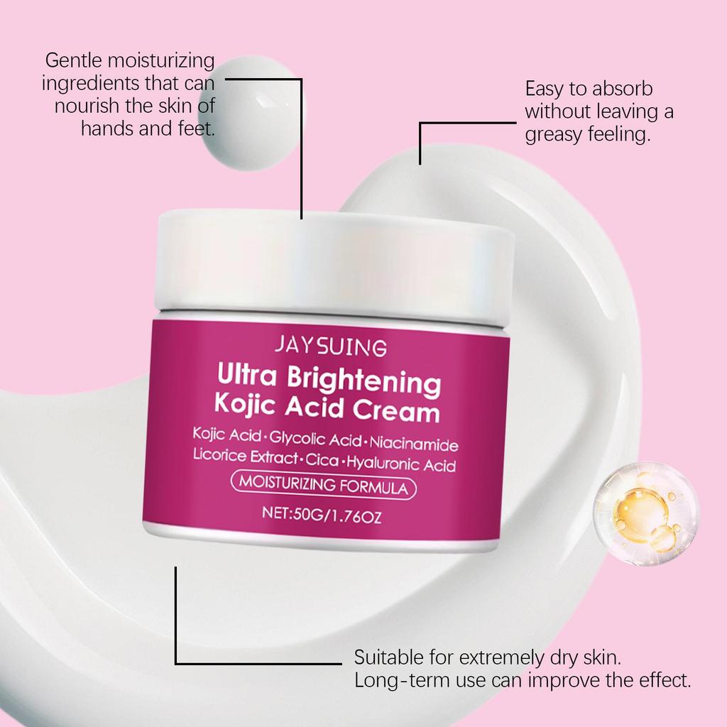 Kojic Acid Facial Cream Lighten Skin Tone Moisturizing Hydrating Smoothing Firm Face Reduce Dryness Discomfort Niacinamide Cream