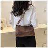 Women's Faux Leather Vintage Small Square Bag Fashionable Wide Strap Shoulder Crossbody Bag with Zipper Pocket