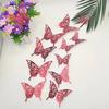 12Pcs/Set Wall Sticker 3D Hollow Butterfly Design Lightweight Easy Installation Home Decals Bedroom Living Room Birthday Party Decor