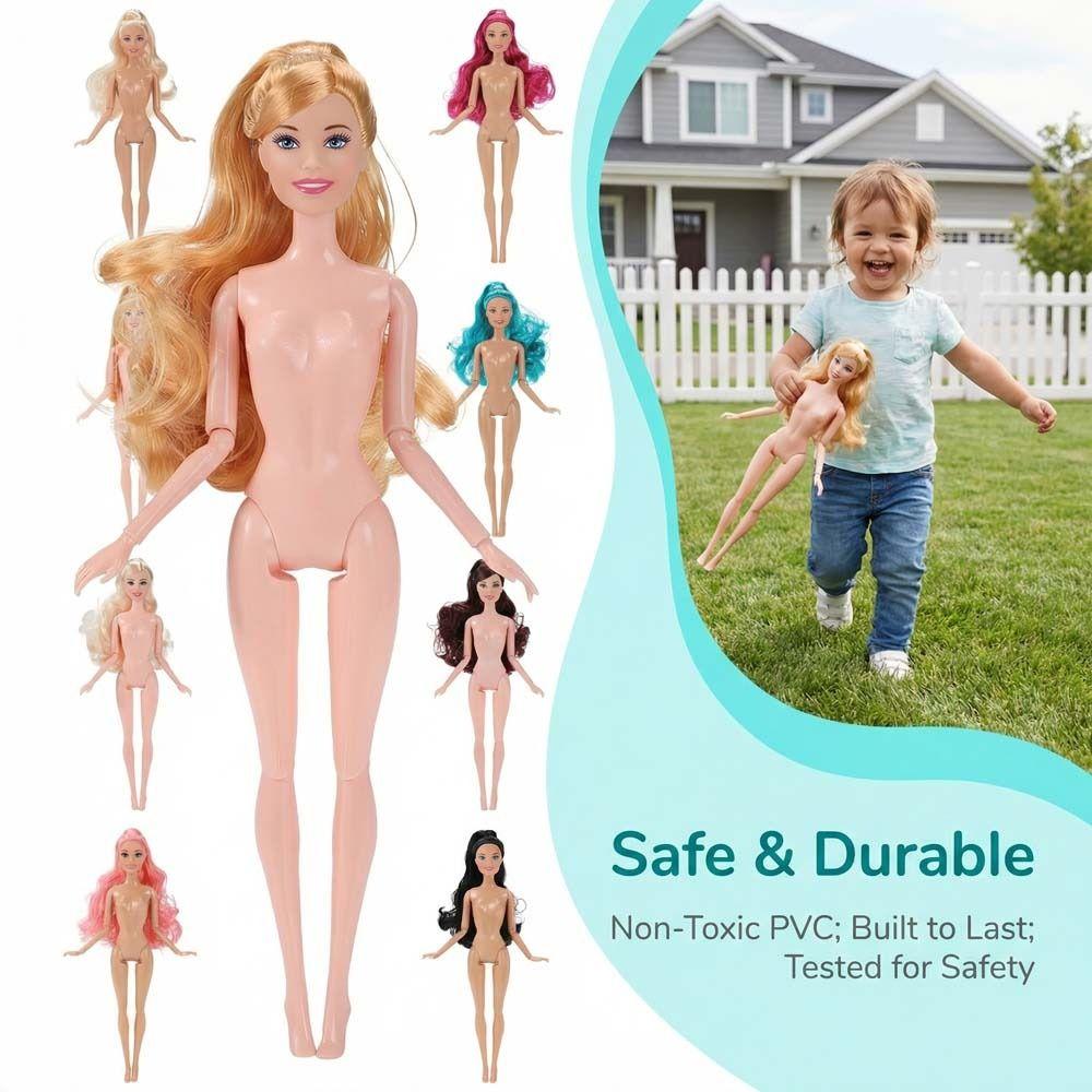 Curly Hair Action Figure Body Dark Skin DIY Dress Up Toy Supermodel Nude Doll Doll Accessories