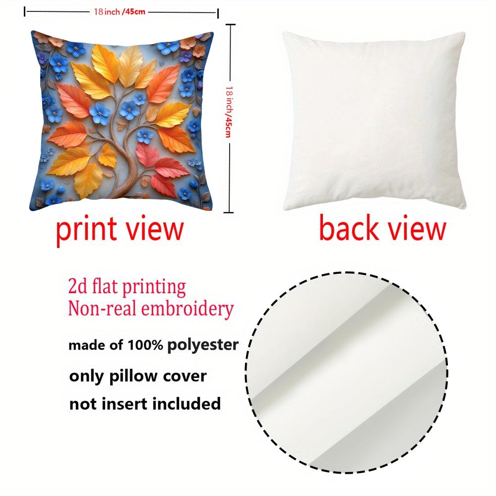 2D Flat Printed Floral Pattern Non-real Embroidery Pillows Polyester Pillowcase, Sofa Decorative Cushion Cov Headboard Pillow