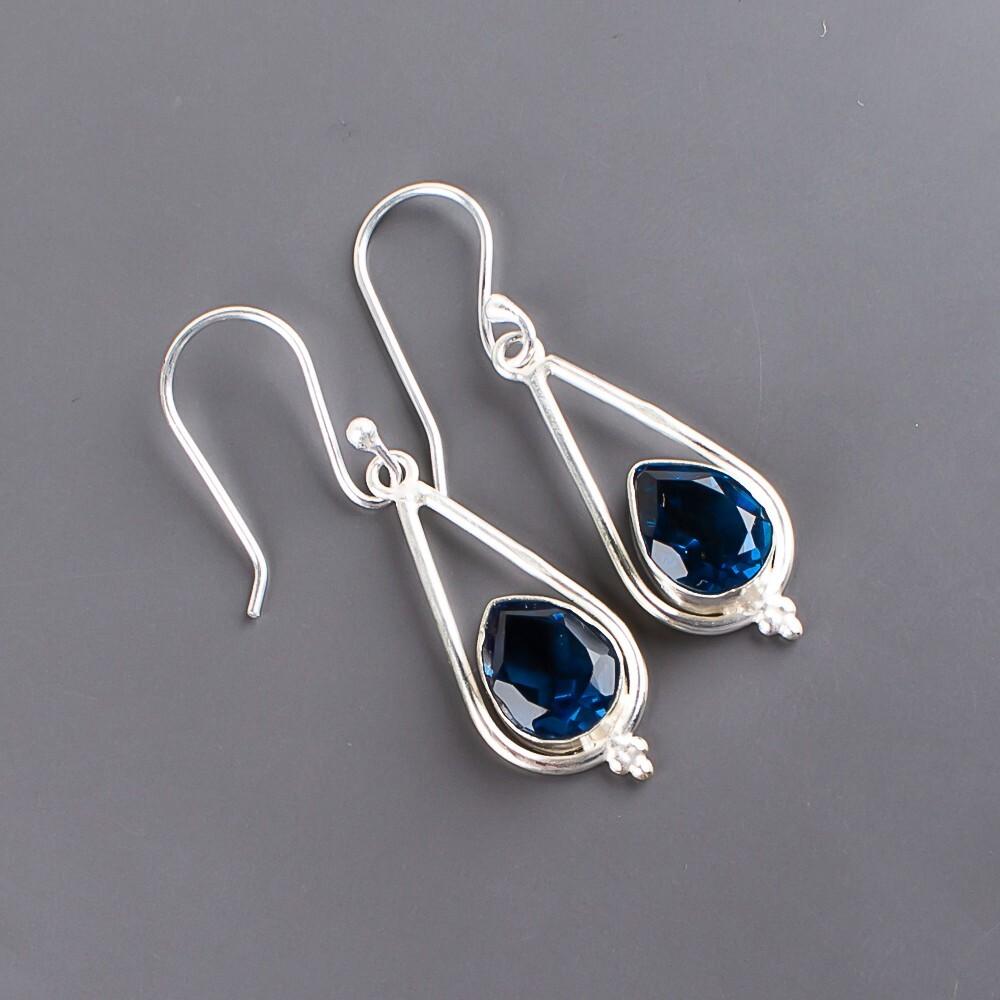 Anniversary Gift London Blue Topaz Gemstone 925 Sterling Silver Jewelry Earrings EE-14-6