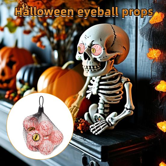 10 Pcs Halloween Fake Eyeballs Realistic Scary Plastic Bloodshot Eyeball in A Net Bag for Haunted House Halloween Party Decoration