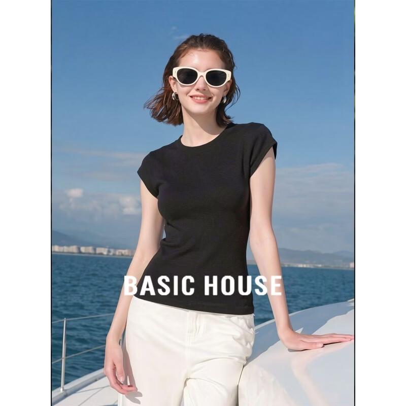 Basic House Women s Elegant Slim Fit Sleeveless T-shirt Top L