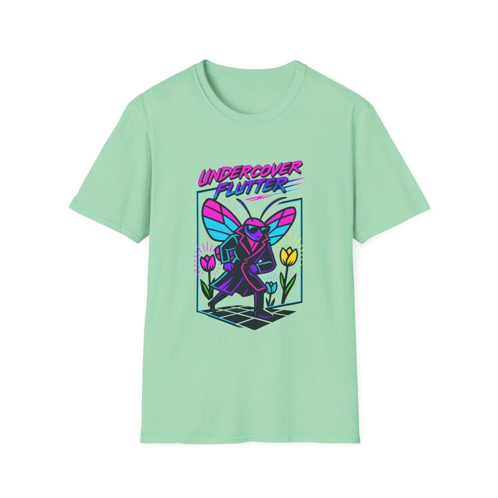 

Unisex Softstyle T-Shirt Neon Butterfly Trench Coat Tulips Retro Streetwear 3XL