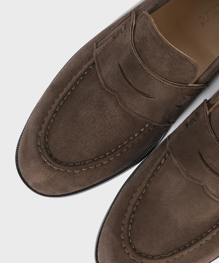 Firenze Atelier Standard U-Tip Suede Penny Loafers 4050-Qs [Dark Brown]