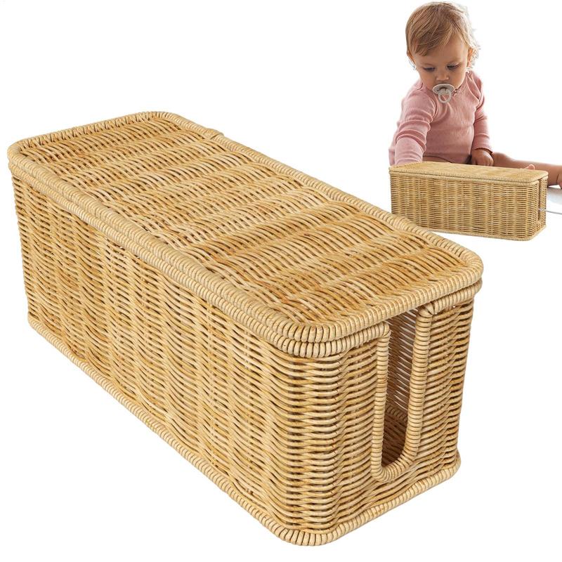 Cord Organizer Box Hand-woven Wire Storage Box Breathable Cable Hider Box Cord Hider Wire Box Desktop Data Line Plug Holders