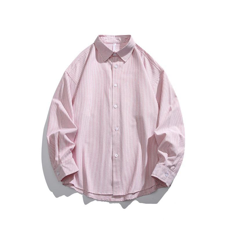 Spring and Autumn New Classic Versatile Men's Shirt Trendy Casual Shirt Top Simple Striped Long Sleeve Shirt Men's