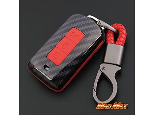 Mitsubishi MM50-MI002-RD Carbon Style Smart Key Case for Lancer/Galant Fortis 3 Button Type 2 Key Holder Red