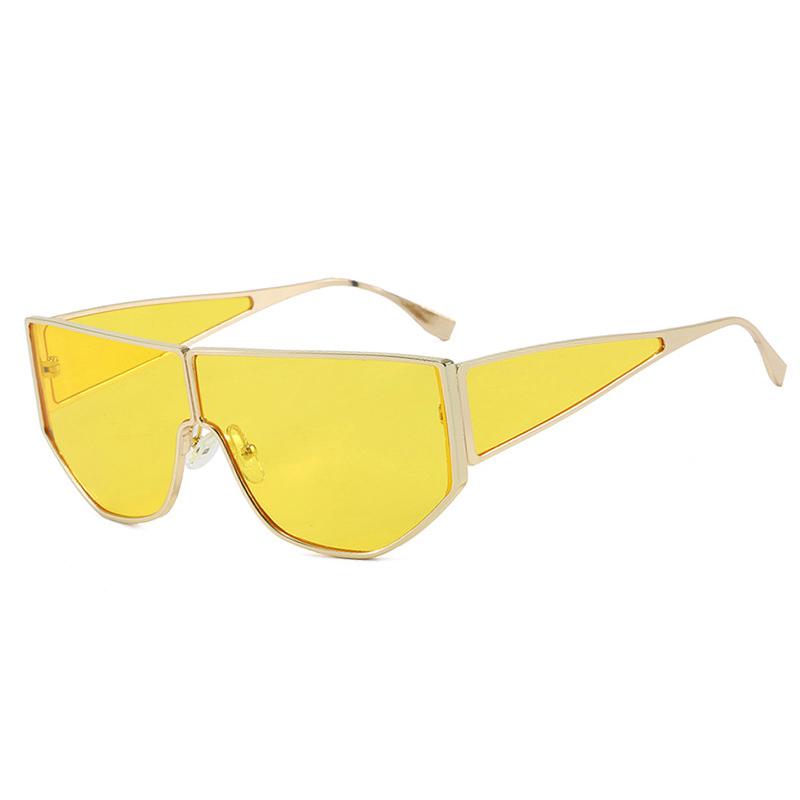 

SO&EI New Irregular Polygon Pilot Women Sunglasses Fashion Clear Gradient Lenses Shades UV400 Men Trending Punk Sun Glasses As the picture золотисто-желтый