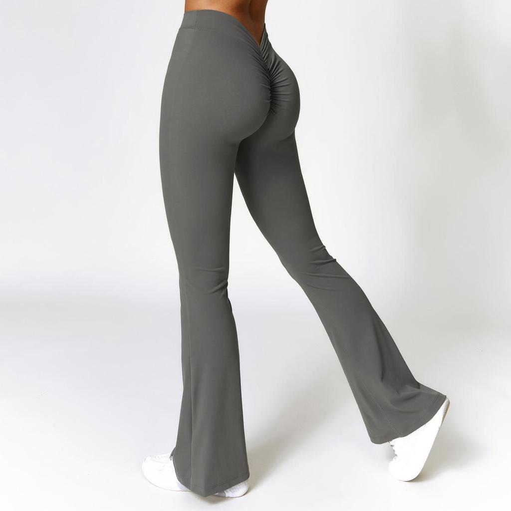European & American High-Waist Peach Hip-Lifting Quick-Dry Yoga Flare Pants for Women