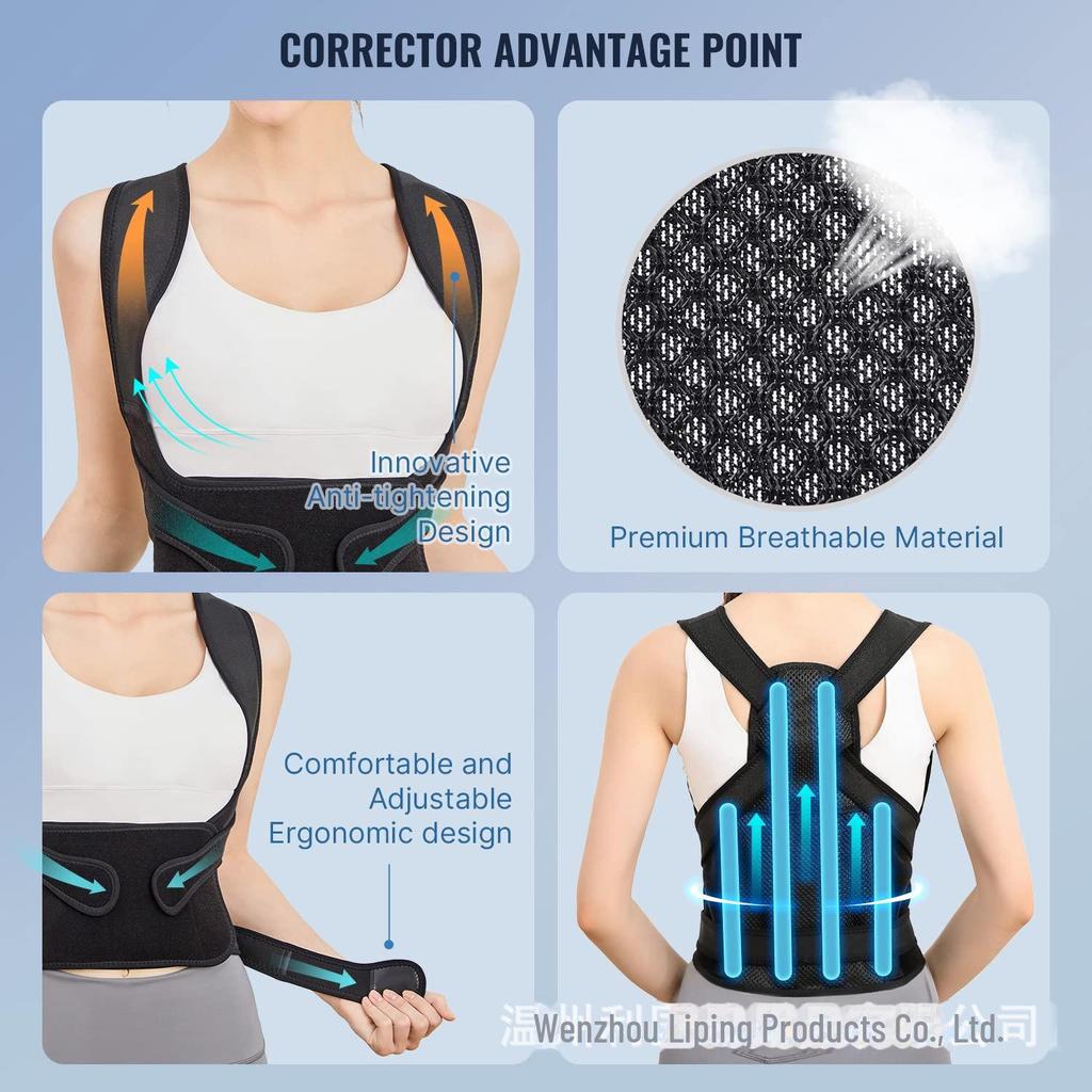 Atmungsaktiver orthopädischer Rückenhaltungskorrekturgürtel zur Unterstützung von Wirbelsäule und Schultern