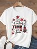 (Asian Size) Tee Top festival  Merry Christmas tree style happy  New Year Holiday Women Print Lady Short Sleeve Fashion Graphic T-shirts